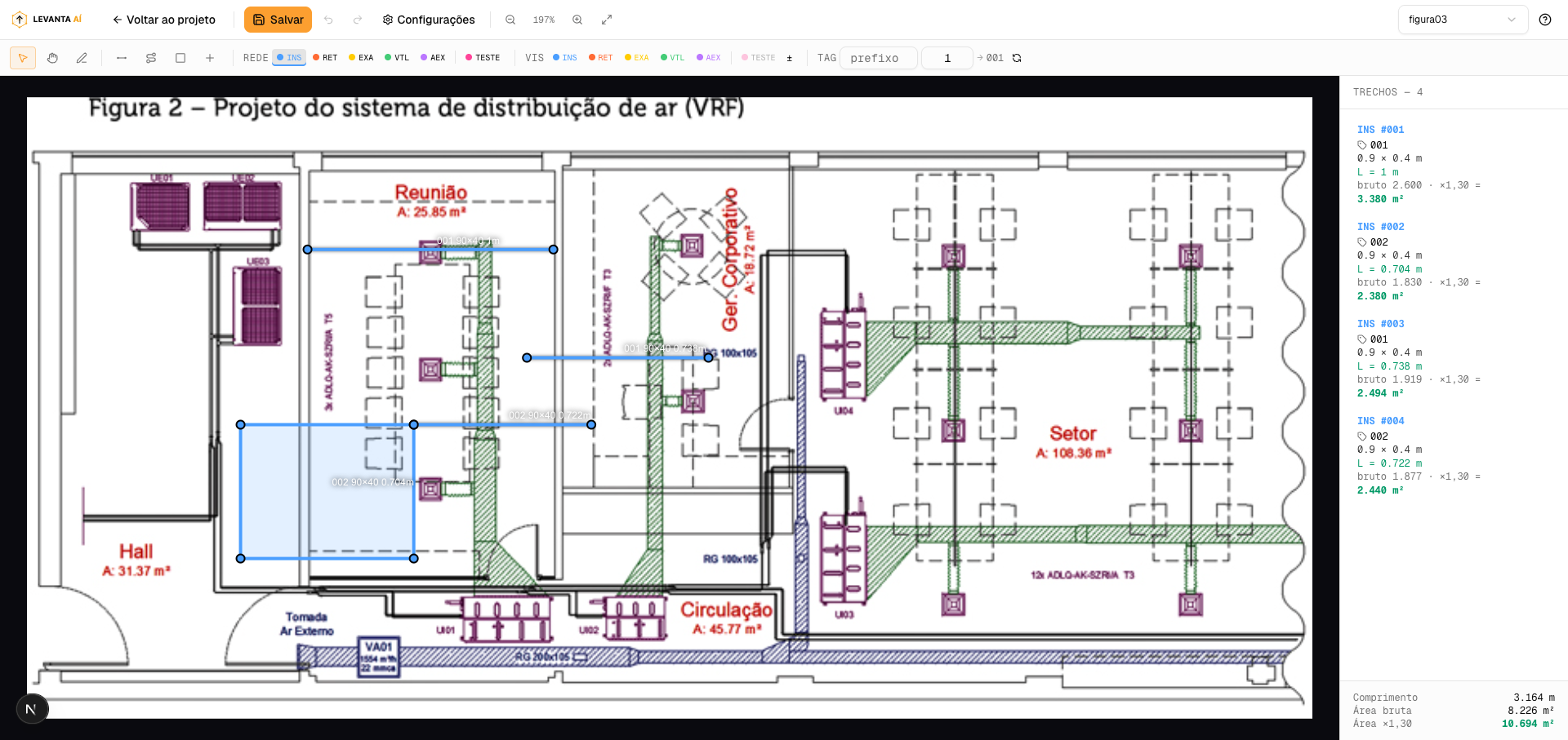 Interface do anotador com painel de trechos